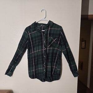 Sonoma Green and Pink Button Down Shirt